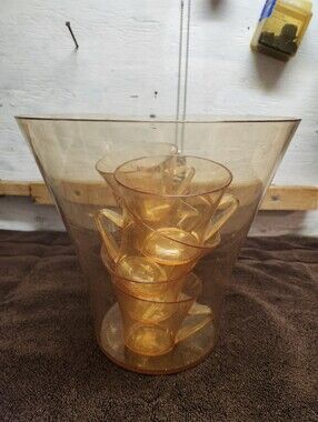 Vintage 1970s Kayser West Germany Plastic Punch Bowl With Matching Cups